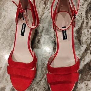 Nine West Vibrant Red Heeled Sandals